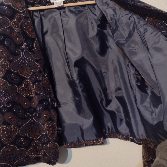 Size 16 VTG printed paisley velvet jacket black - Picture 5 of 7